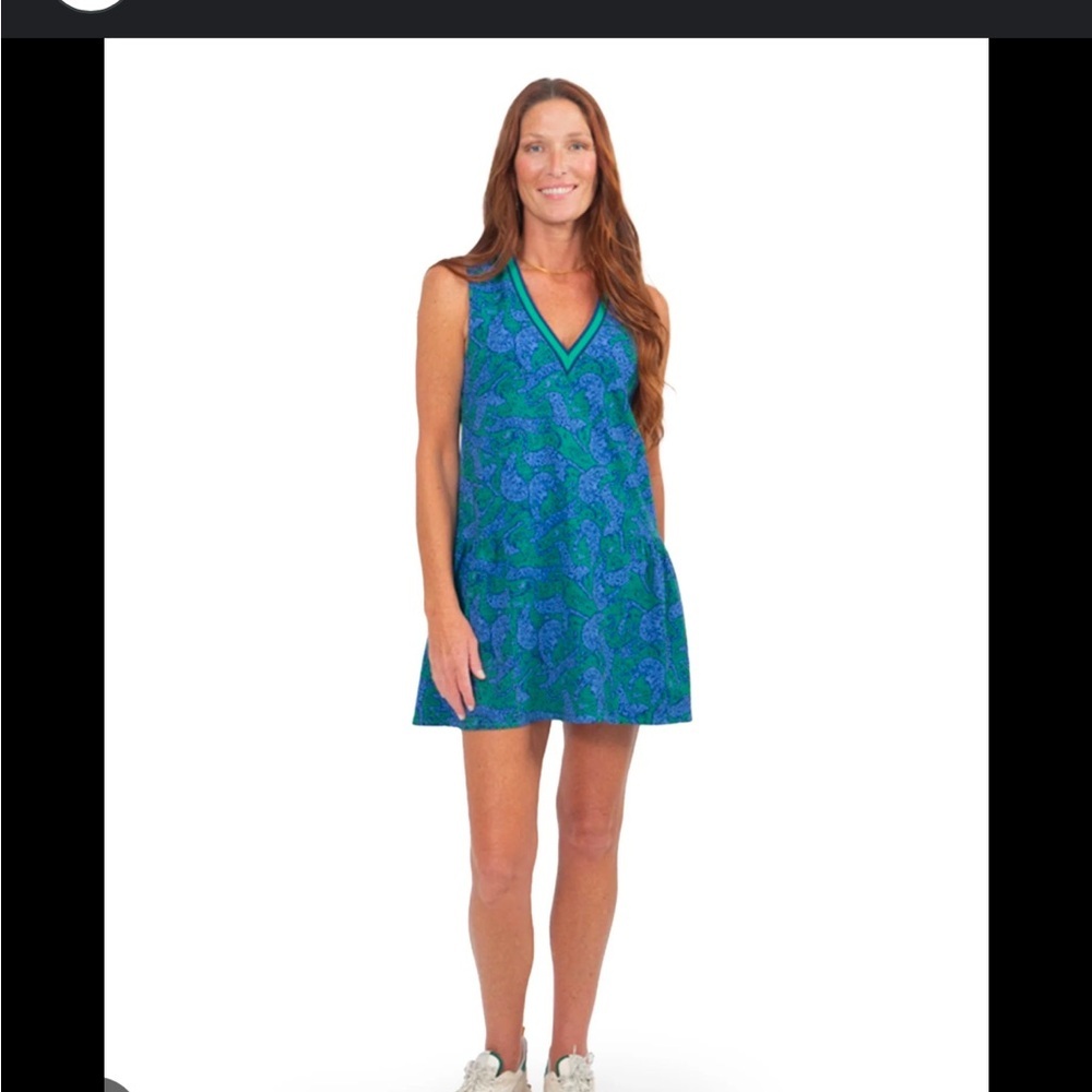 Emily McCarthy Pounce Varsity Daisy Leopard Print Drop Waist Dress- Size XS